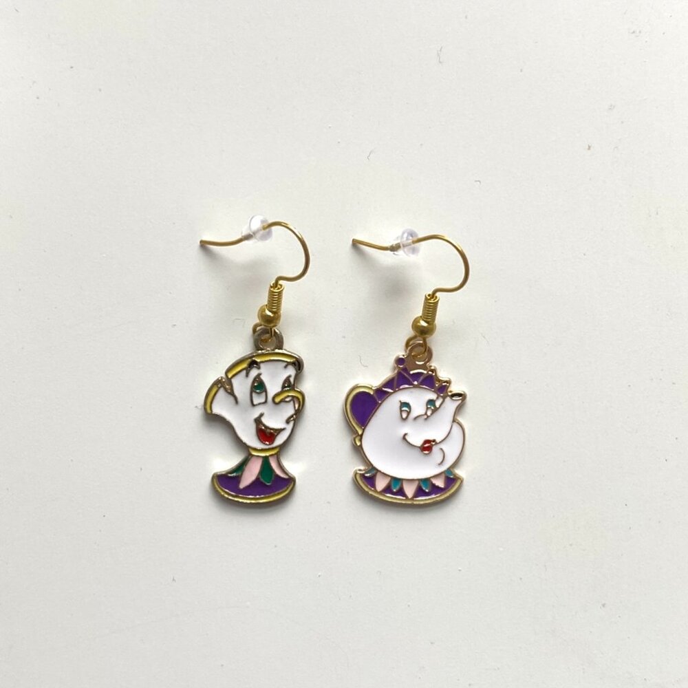 Handmade Disney GOLD STAINLESS STEEL Earrings Beauty & the Beast